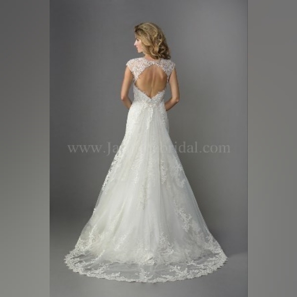 Jasmine Collection Ivory A Line Altered Wedding Gown - Picture 3 of 12